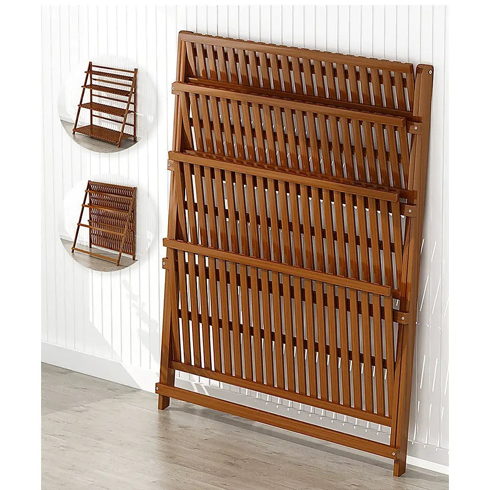 Plant Stand Outdoor Indoor Garden Wood Bamboo Shelf Folding 100CM Length - Furniture > Office