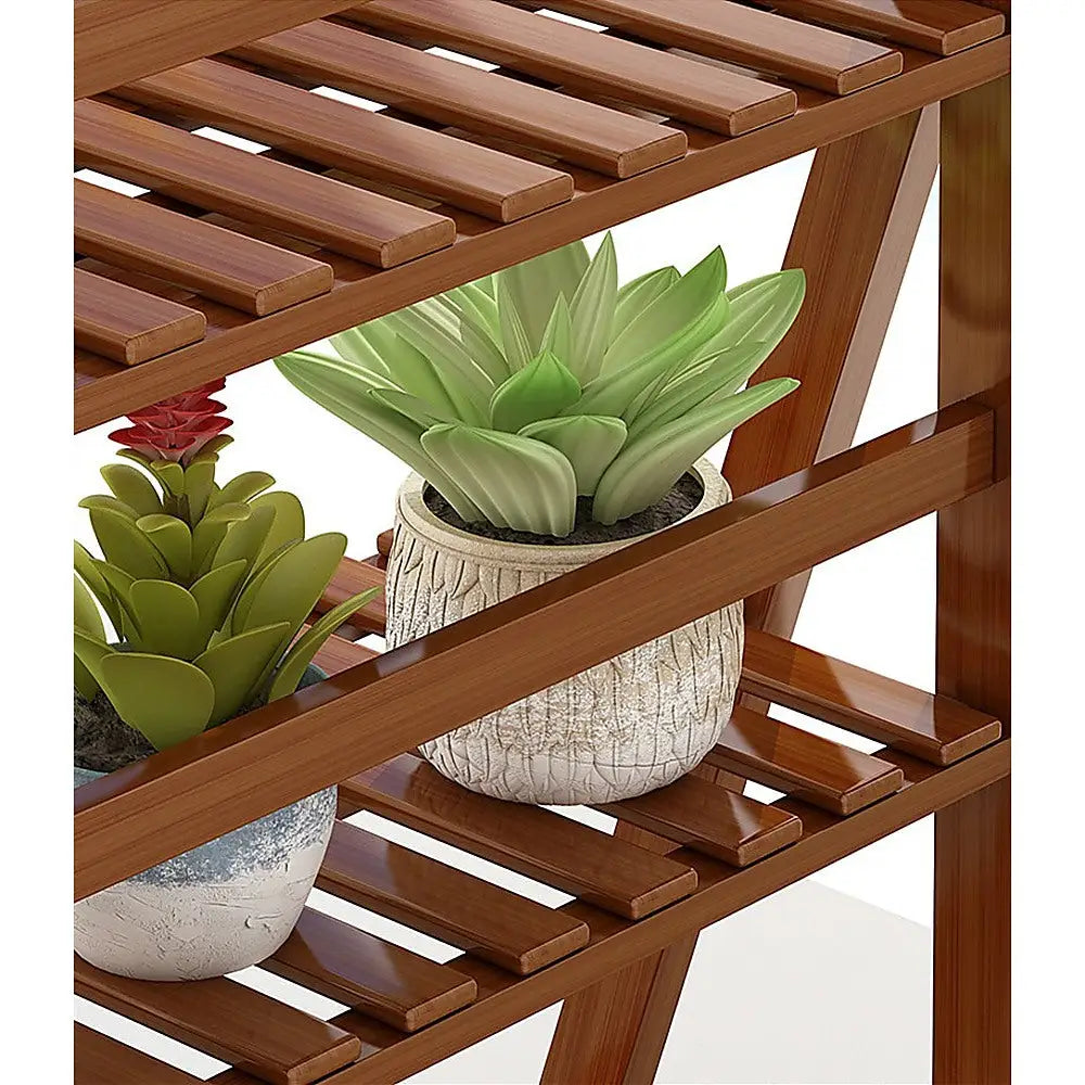 Plant Stand Outdoor Indoor Garden Wood Bamboo Shelf Folding 100CM Length - Furniture > Office