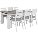 Plumeria 7pc Dining Set 190cm Table 6 Chair Solid Acacia Wood - White Brush - Furniture > Dining