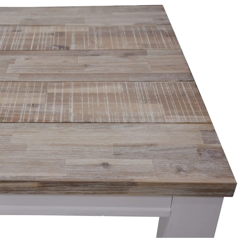 Plumeria 7pc Dining Set 190cm Table 6 Chair Solid Acacia Wood - White Brush - Furniture > Dining