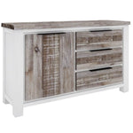 Plumeria Buffet Table 145cm 1 Door 3 Drawer Solid Acacia Timber - White Brush - Furniture > Living Room