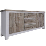 Plumeria Buffet Table 200cm 2 Door 3 Drawer Solid Acacia Timber - White Brush - Furniture > Living Room