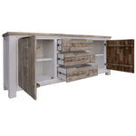 Plumeria Buffet Table 200cm 2 Door 3 Drawer Solid Acacia Timber - White Brush - Furniture > Living Room
