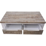 Plumeria Coffee Table 130cm 2 Drawer Solid Acacia Timber Wood - White Brush - Furniture > Living Room