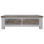 Plumeria Coffee Table 130cm 2 Drawer Solid Acacia Timber Wood - White Brush - Furniture > Living Room
