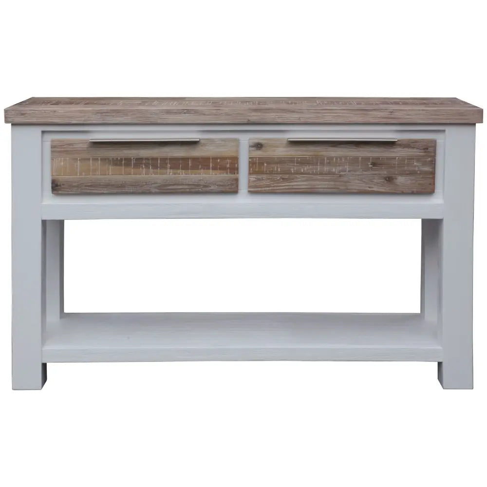 Plumeria Console Hallway Entry Table 130cm Solid Acacia Timber Wood -White Brush - Furniture > Living Room