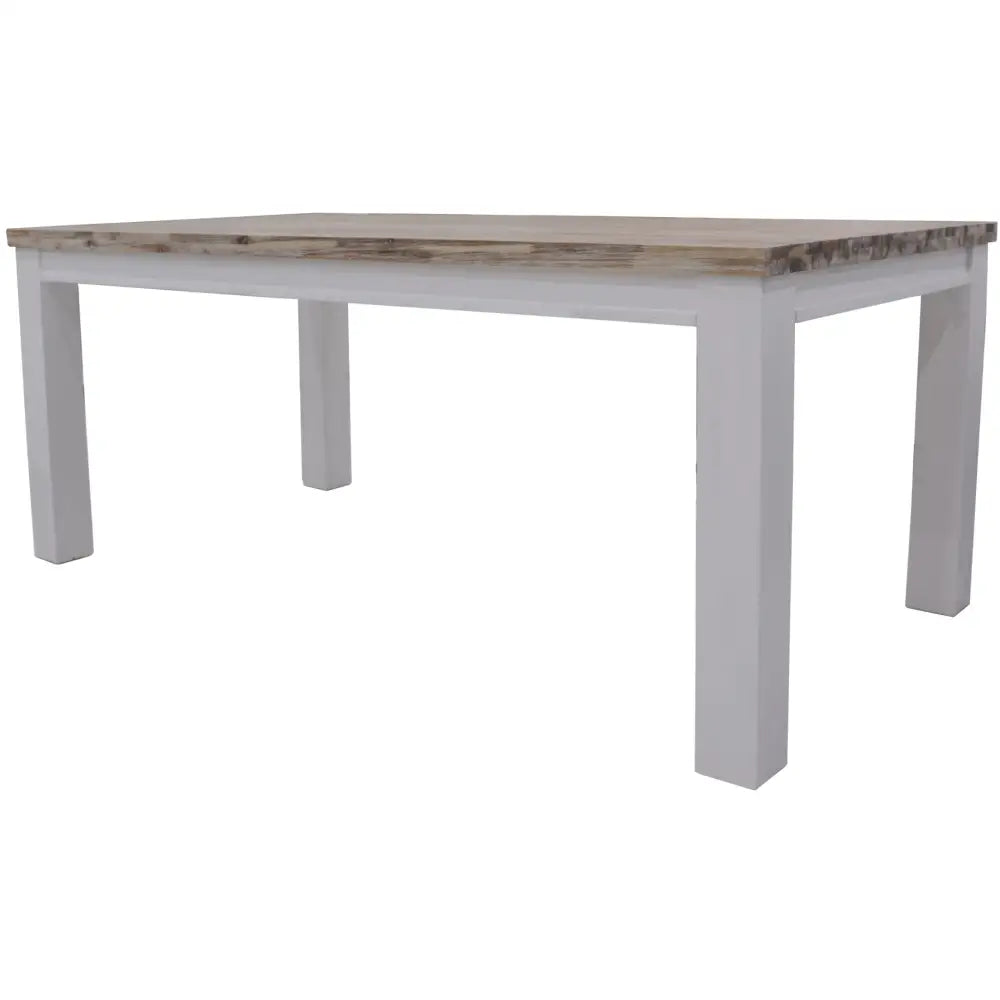Plumeria Dining Table 190cm Solid Acacia Wood Home Dinner Furniture -White Brush - Furniture > Dining