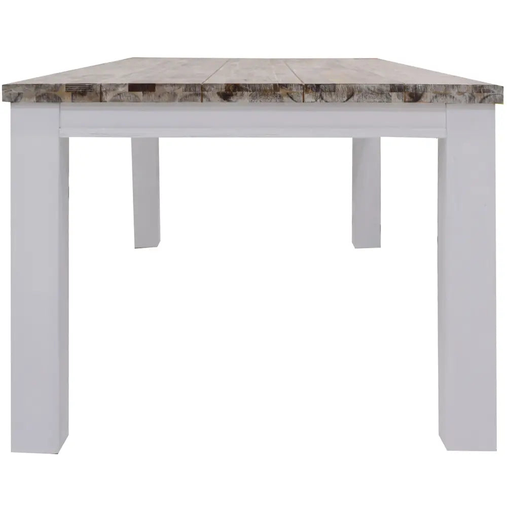 Plumeria Dining Table 190cm Solid Acacia Wood Home Dinner Furniture -White Brush - Furniture > Dining