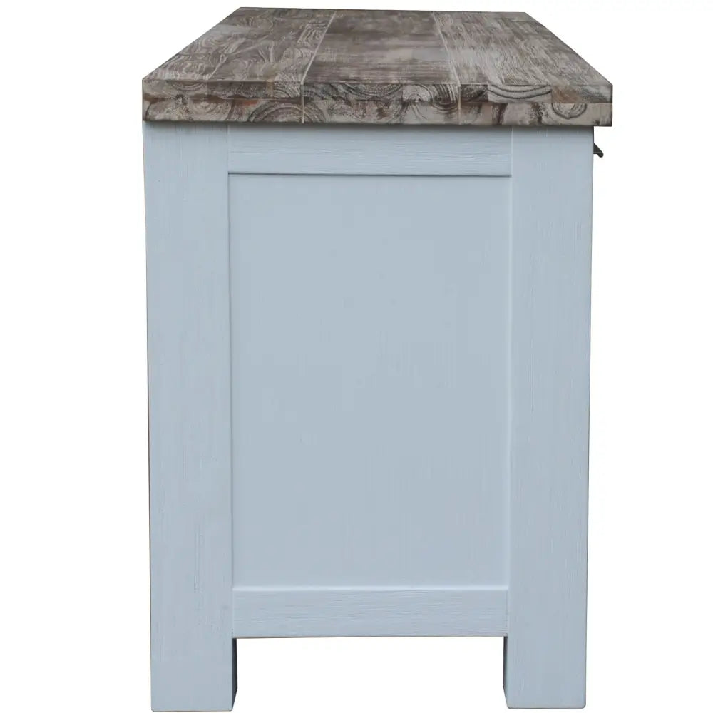 Plumeria ETU Entertainment TV Unit 176cm 2 Door Solid Acacia Timber -White Brush - Furniture > Living Room
