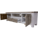 Plumeria ETU Entertainment TV Unit 210cm 2 Door Solid Acacia Timber -White Brush - Furniture > Living Room