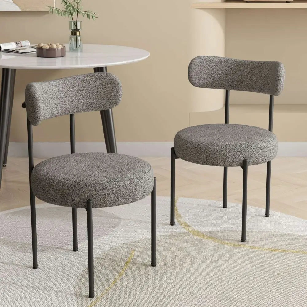 Plush Boucle Cushioned Elsa Dining Chairs in Slate Grey - Furniture > Dining > Kitchen & Dining Chairs