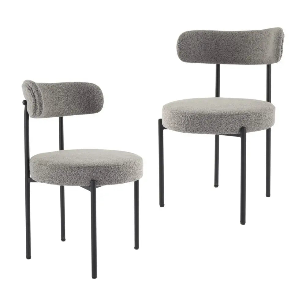 Plush Boucle Cushioned Elsa Dining Chairs in Slate Grey - Furniture > Dining > Kitchen & Dining Chairs