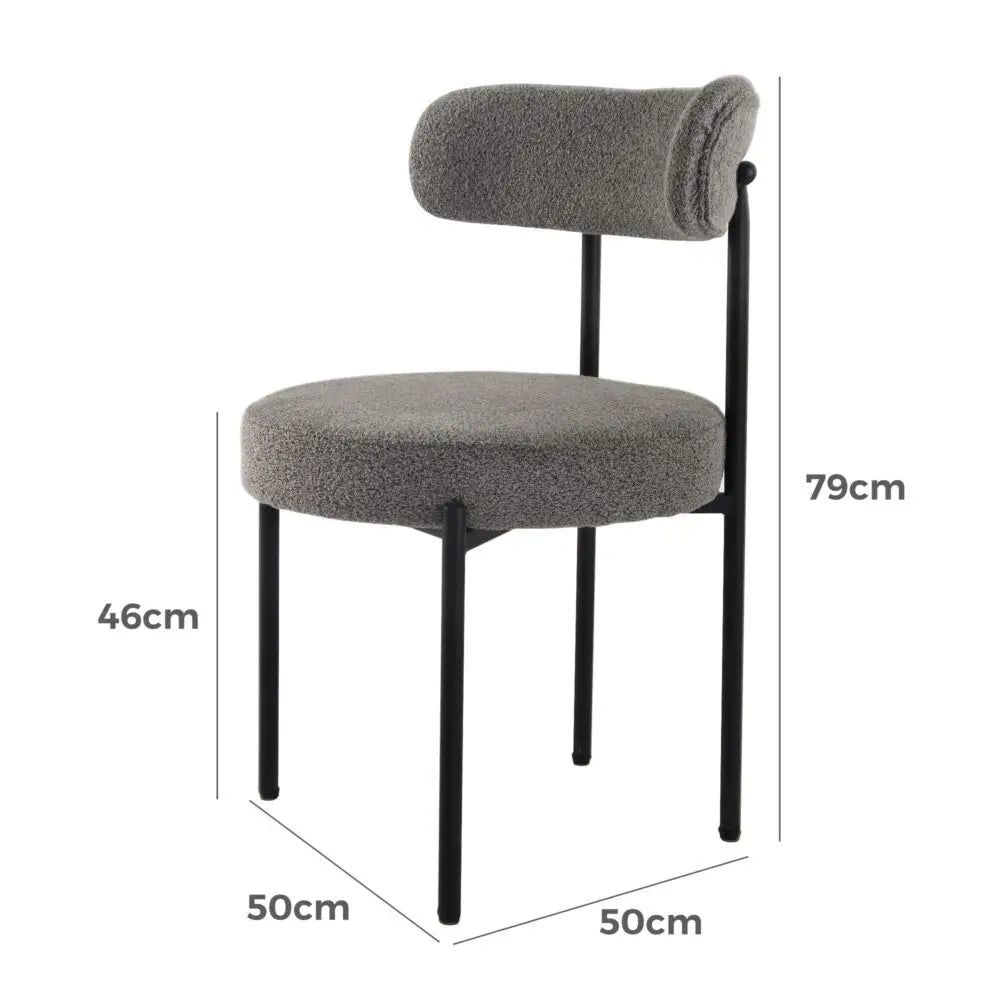 Plush Boucle Cushioned Elsa Dining Chairs in Slate Grey - Furniture > Dining > Kitchen & Dining Chairs