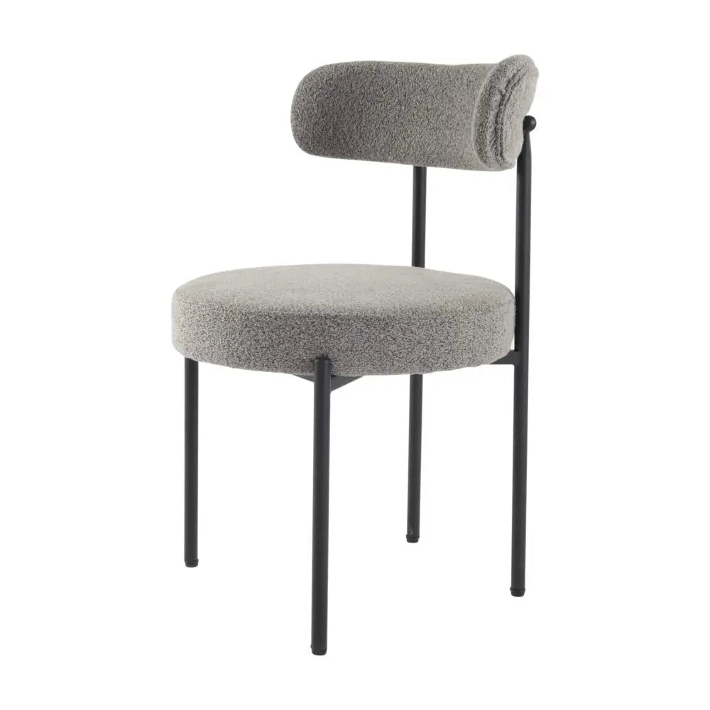 Plush Boucle Cushioned Elsa Dining Chairs in Slate Grey - Furniture > Dining > Kitchen & Dining Chairs