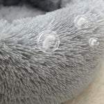 Plush Donut Faux Fur Calming Pet Nest - Grey - M - Pet Care > Dog Supplies > Dog Beds