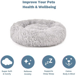 Plush Donut Faux Fur Calming Pet Nest - Grey - M - Pet Care > Dog Supplies > Dog Beds