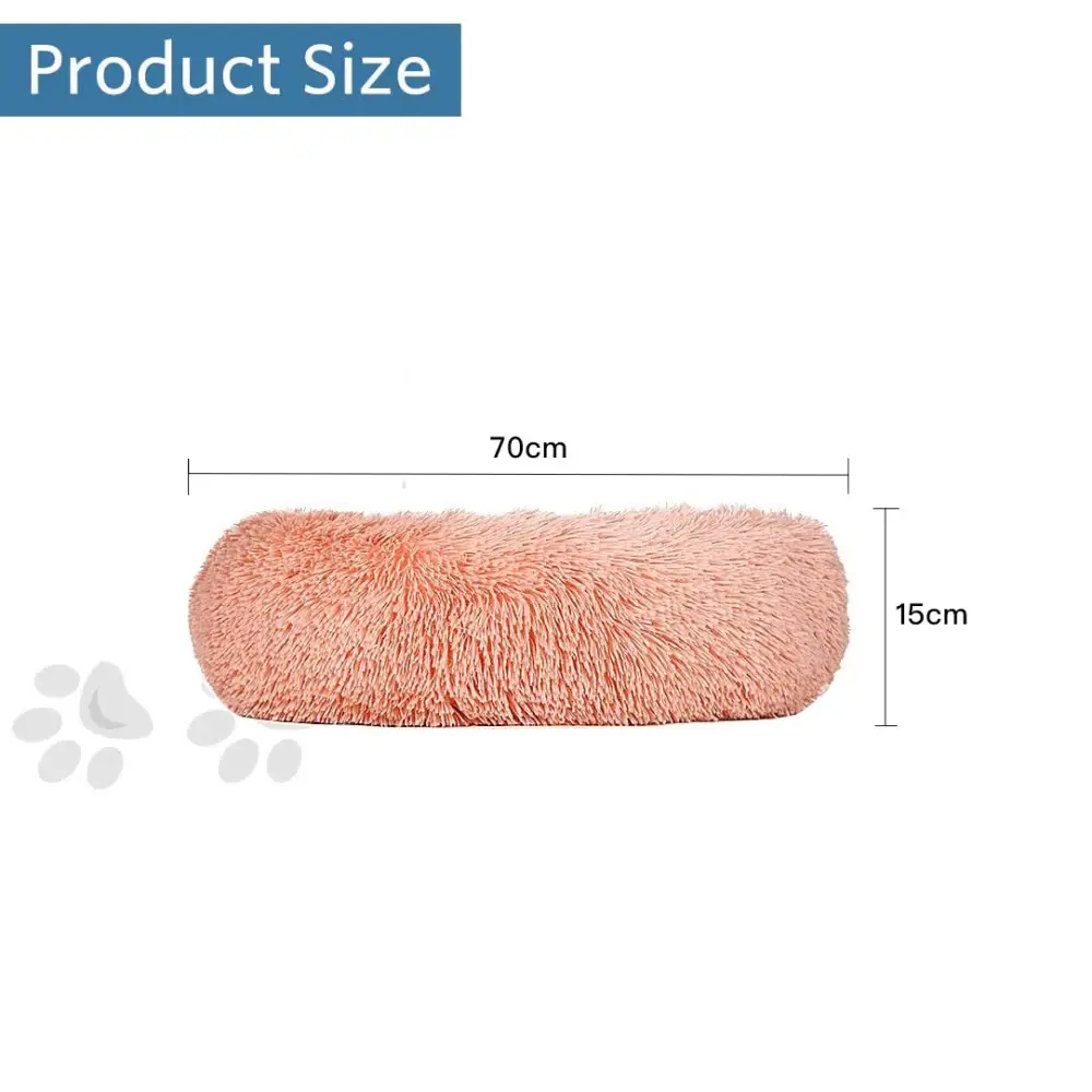 Plush Donut Faux Fur Calming Pet Nest - Salmon Pink - L - Pet Care > Dog Supplies > Dog Beds