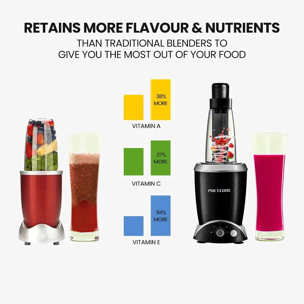 POLYCOOL 1000W 10in1 Vacuum Blender 700ml Capacity With Heating Jug Grinder Cup Food Processor - Appliances > Kitchen