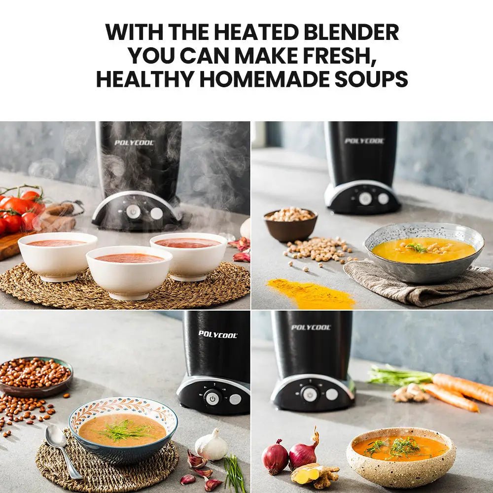 POLYCOOL 1000W 10in1 Vacuum Blender 700ml Capacity With Heating Jug Grinder Cup Food Processor - Appliances > Kitchen