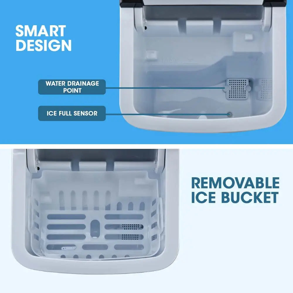 POLYCOOL 12KG Electric Ice Cube Maker Portable 2L Automatic Machine Silver - Appliances > Kitchen Appliances