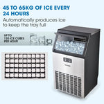 POLYCOOL Ice Cube Maker 45-65kg Commercial Ice Machine Stainless Steel Automatic with LCD Screen - Appliances > Kitchen