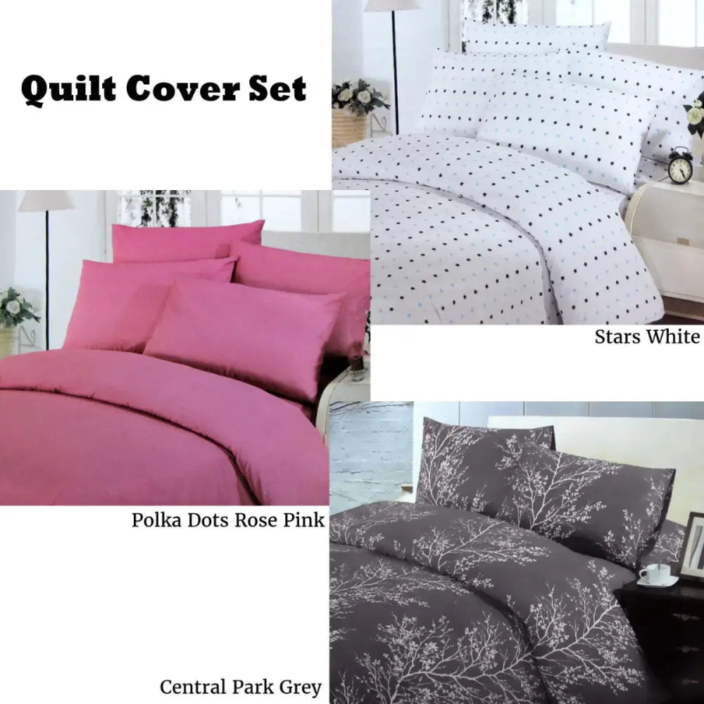 Polyester Cotton Polka Dots Quilt Cover Set Double - Home & Garden > Bedding