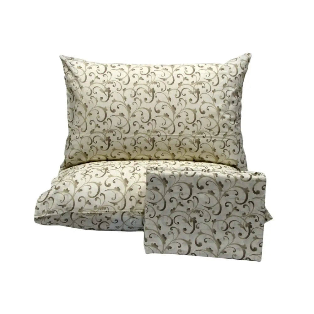 Polyester Cotton Swirls Cream Quilt Cover Set King - Home & Garden > Bedding