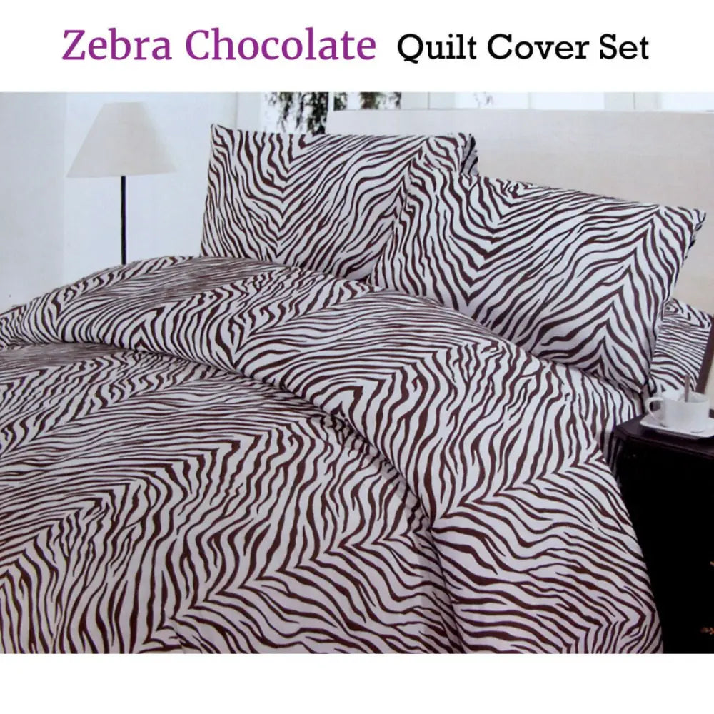 Polyester Cotton Zebra Quilt Cover Set Double - Home & Garden > Bedding