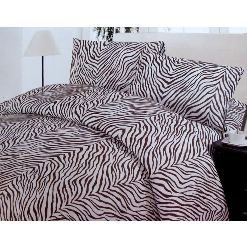 Polyester Cotton Zebra Quilt Cover Set Double - Home & Garden > Bedding