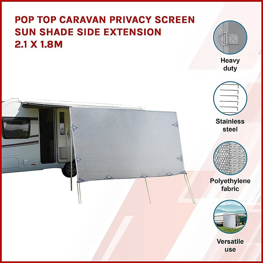 Pop Top Caravan Privacy Screen Sun Shade Side Extension 2.1 x 1.8m - Home & Garden > Shading