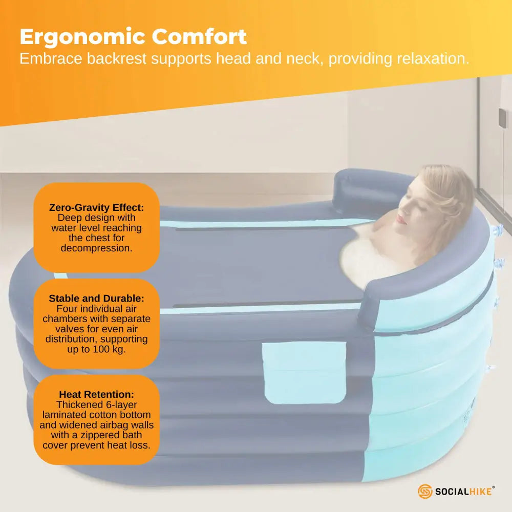 Portable Bathtub and Wireless Pump - Inflatable Foldable Collapsible Adult Tub - Home & Garden > Decor > Vases & Table