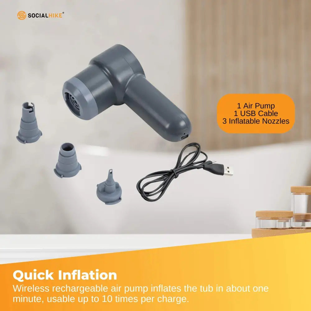 Portable Bathtub and Wireless Pump - Inflatable Foldable Collapsible Adult Tub - Home & Garden > Decor > Vases & Table