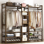Portable Clothes Rack Coat Garment Stand Bamboo Rail Hanger Airer Closet - Furniture > Office