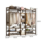 Portable Clothes Rack Coat Garment Stand Bamboo Rail Hanger Airer Closet - Furniture > Office