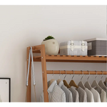 Portable Clothes Rack Coat Garment Stand Bamboo Rail Hanger Airer Closet - Furniture > Office