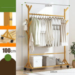 Portable Clothes Rack Coat Garment Stand Bamboo Rail Hanger Airer Closet - Furniture > Office