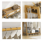 Portable Clothes Rack Coat Garment Stand Bamboo Rail Hanger Airer Closet - Furniture > Office