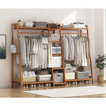 Portable Clothes Rack Coat Garment Stand Bamboo Rail Hanger Airer Closet - Furniture > Office