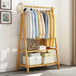 Portable Clothes Rack Coat Garment Stand Bamboo Rail Hanger Airer Closet - Furniture > Office