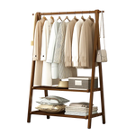 Portable Clothes Rack Coat Garment Stand Bamboo Rail Hanger Airer Closet - Furniture > Office