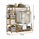 Portable Clothes Rack Coat Garment Stand Bamboo Rail Hanger Airer Closet - Furniture > Office