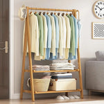 Portable Clothes Rack Coat Garment Stand Bamboo Rail Hanger Airer Closet - Furniture > Office