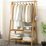 Portable Clothes Rack Coat Garment Stand Bamboo Rail Hanger Airer Closet - Furniture > Office