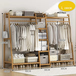 Portable Clothes Rack Coat Garment Stand Bamboo Rail Hanger Airer Closet - Furniture > Office