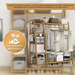 Portable Clothes Rack Coat Garment Stand Bamboo Rail Hanger Airer Closet - Furniture > Office