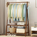 Portable Clothes Rack Coat Garment Stand Bamboo Rail Hanger Airer Closet - Furniture > Office