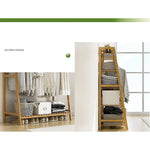 Portable Clothes Rack Coat Garment Stand Bamboo Rail Hanger Airer Closet - Furniture > Office