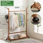 Portable Coat Stand Rack Rail Clothes Hat Garment Hanger Hook with Shelf Bamboo 9 Hook without Rack Rail Dark Brown