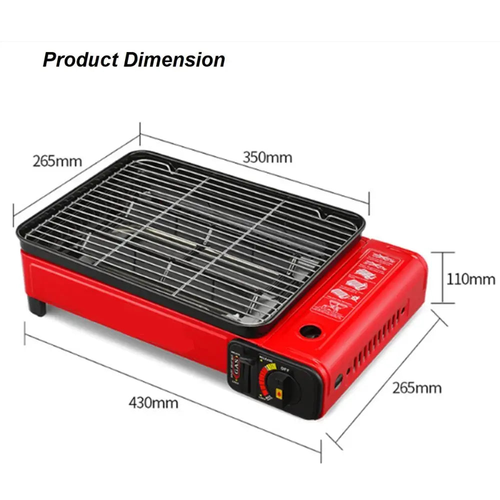 Portable Gas Stove Burner Butane BBQ Camping Gas Cooker With Non Stick Plate Red - Home & Garden > BBQ > BBQ Tools