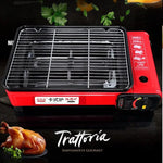 Portable Gas Stove Burner Butane BBQ Camping Gas Cooker With Non Stick Plate Red without Fish Pan and Lid - Home &